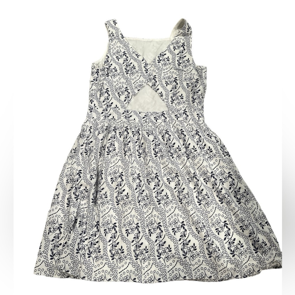 Loft Keyhole Back Dress Blue White Floral Size 2 - Picture 2 of 4